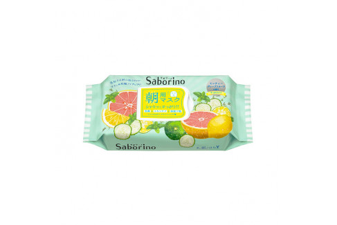 BCL Маска-салфетка для лица освежающая - Saborino morning face mask minty grapefruit, 32шт
